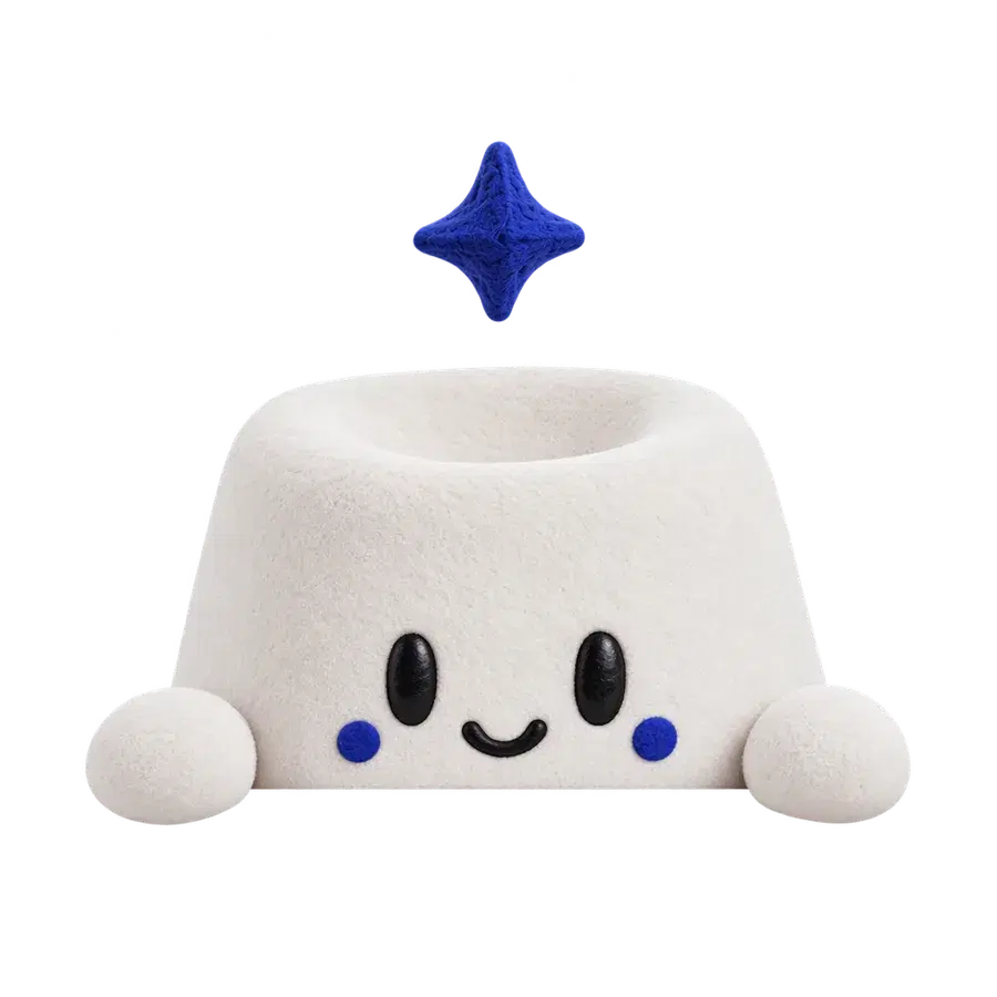 Creo, the porcelain mascot, peeking over the edge